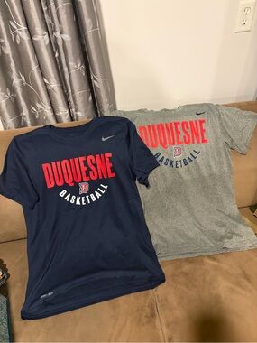 SET OF 2- Nike Duquesne Basketball Tee - Navy & Gray with Red Logo